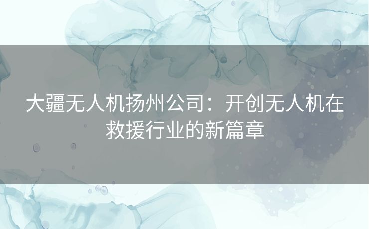 大疆无人机扬州公司：开创无人机在救援行业的新篇章