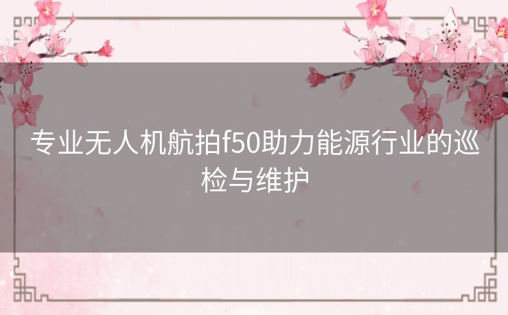 专业无人机航拍f50助力能源行业的巡检与维护