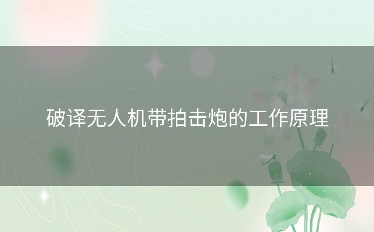 破译无人机带拍击炮的工作原理