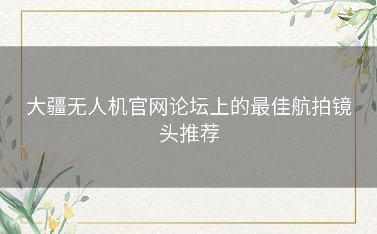 大疆无人机官网论坛上的最佳航拍镜头推荐