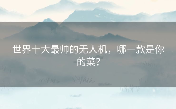 世界十大最帅的无人机，哪一款是你的菜？