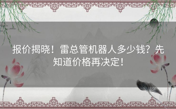 报价揭晓！雷总管机器人多少钱？先知道价格再决定！