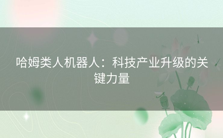 哈姆类人机器人：科技产业升级的关键力量