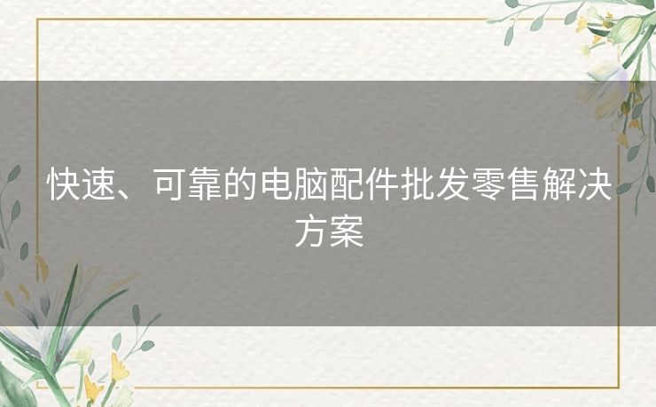 快速、可靠的电脑配件批发零售解决方案