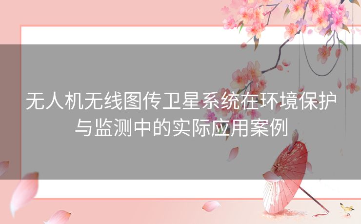 无人机无线图传卫星系统在环境保护与监测中的实际应用案例