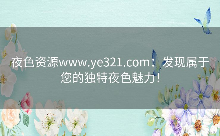 夜色资源www.ye321.com：发现属于您的独特夜色魅力！