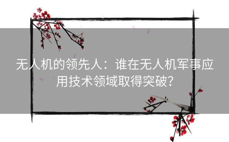 无人机的领先人：谁在无人机军事应用技术领域取得突破？