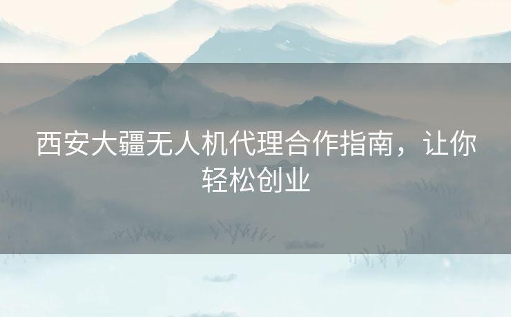 西安大疆无人机代理合作指南，让你轻松创业