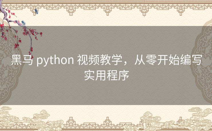 黑马 python 视频教学，从零开始编写实用程序