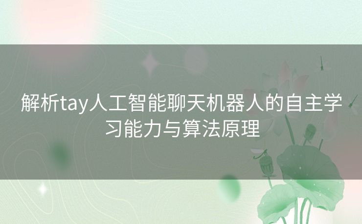 解析tay人工智能聊天机器人的自主学习能力与算法原理