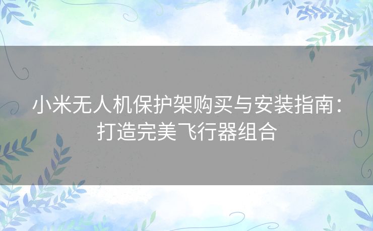 小米无人机保护架购买与安装指南：打造完美飞行器组合