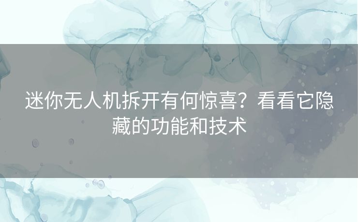 迷你无人机拆开有何惊喜？看看它隐藏的功能和技术