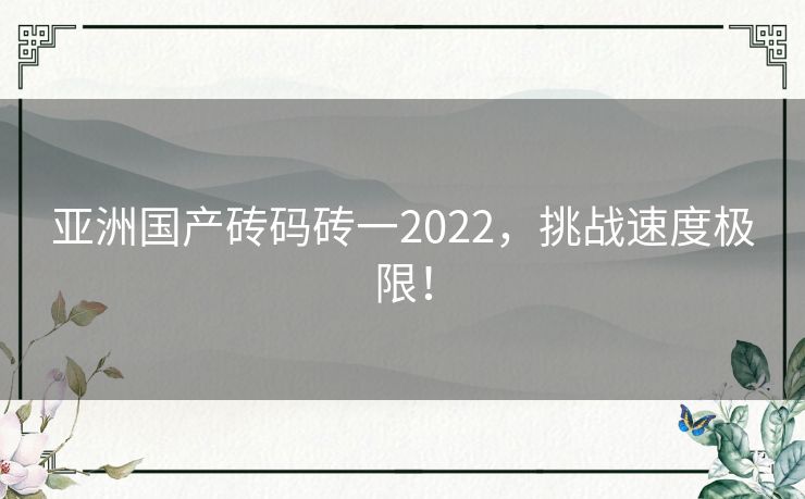 亚洲国产砖码砖一2022，挑战速度极限！