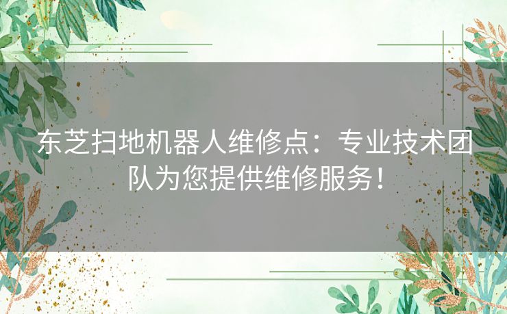 东芝扫地机器人维修点：专业技术团队为您提供维修服务！