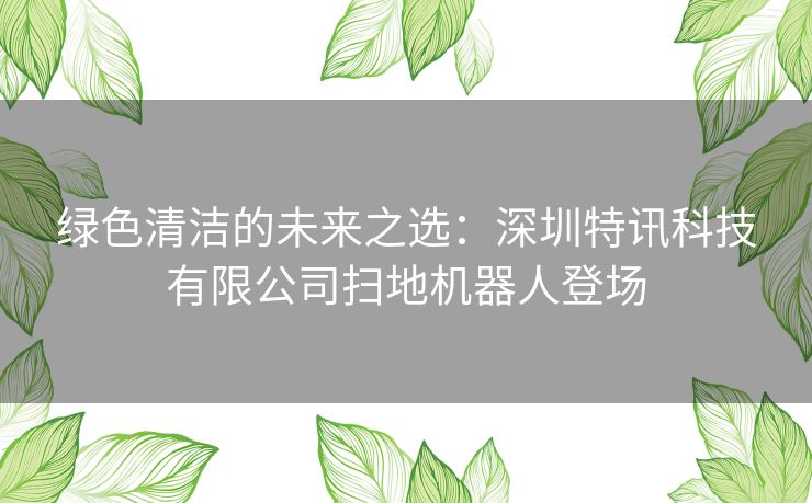 绿色清洁的未来之选：深圳特讯科技有限公司扫地机器人登场