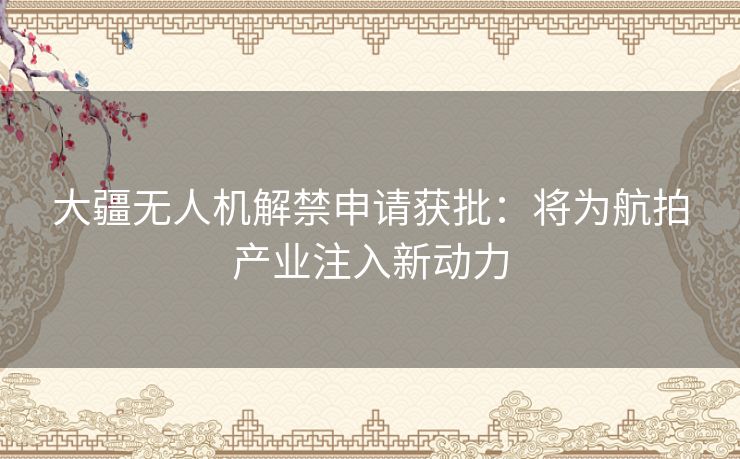 大疆无人机解禁申请获批：将为航拍产业注入新动力