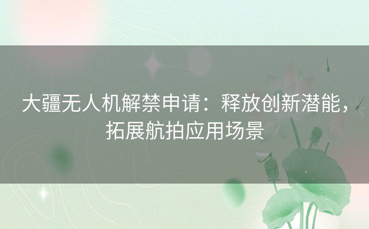 大疆无人机解禁申请：释放创新潜能，拓展航拍应用场景