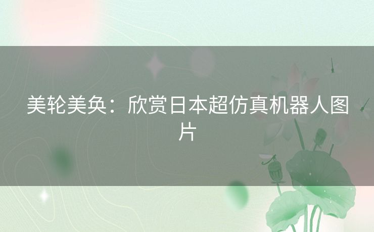 美轮美奂：欣赏日本超仿真机器人图片