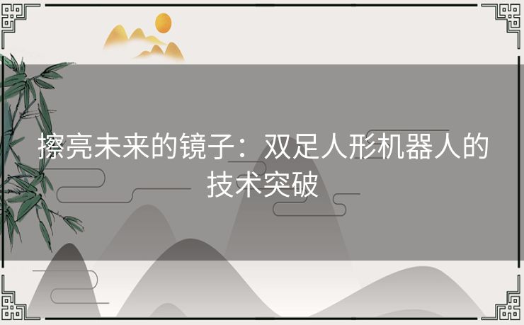 擦亮未来的镜子：双足人形机器人的技术突破