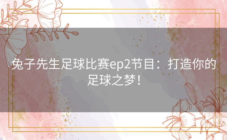 兔子先生足球比赛ep2节目：打造你的足球之梦！