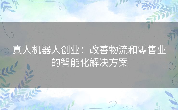 真人机器人创业：改善物流和零售业的智能化解决方案