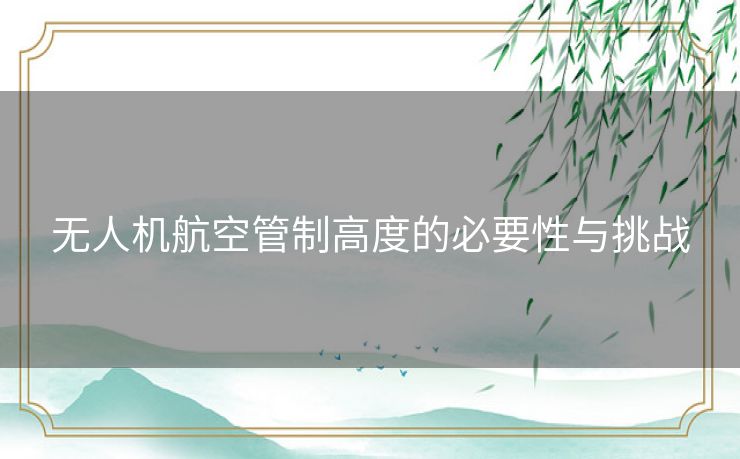 无人机航空管制高度的必要性与挑战