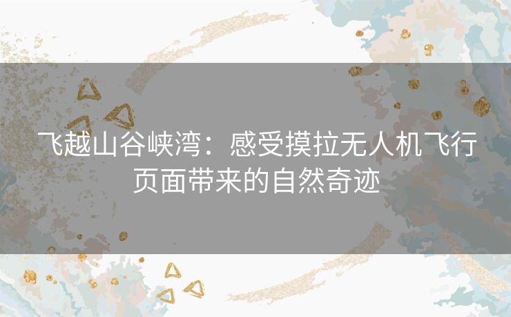 飞越山谷峡湾：感受摸拉无人机飞行页面带来的自然奇迹