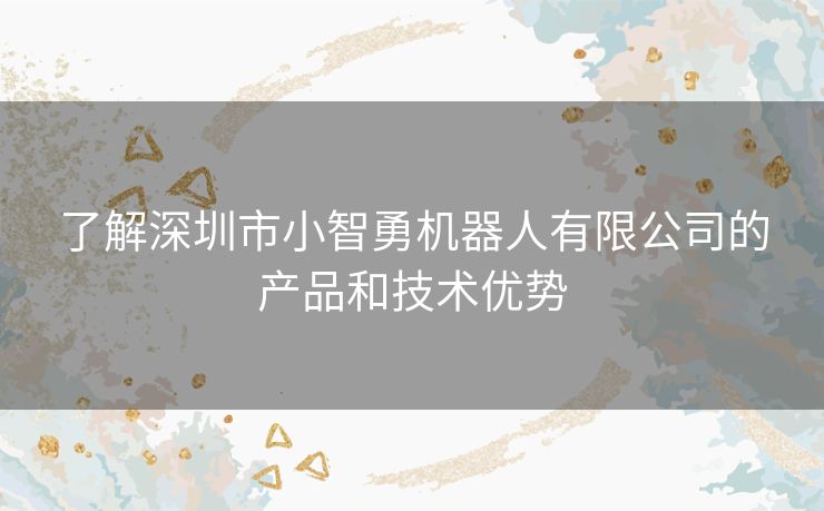 了解深圳市小智勇机器人有限公司的产品和技术优势