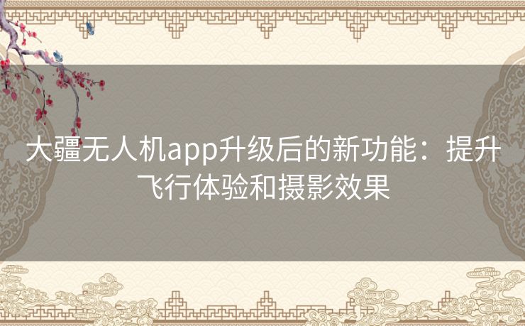 大疆无人机app升级后的新功能：提升飞行体验和摄影效果