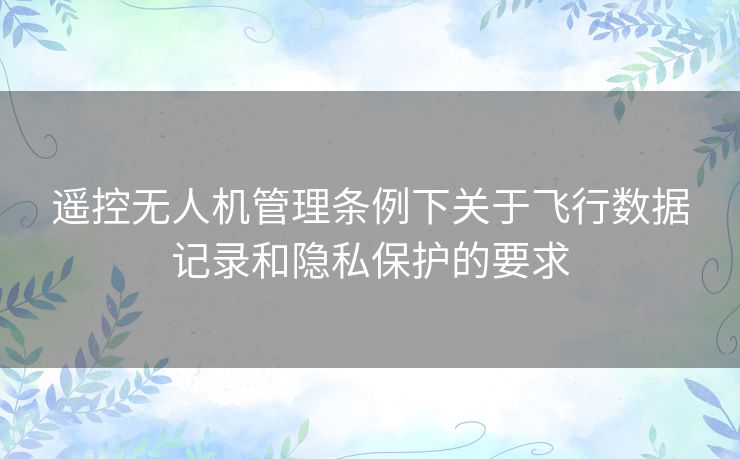 遥控无人机管理条例下关于飞行数据记录和隐私保护的要求