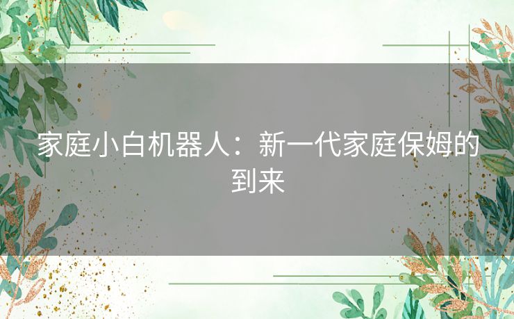 家庭小白机器人：新一代家庭保姆的到来