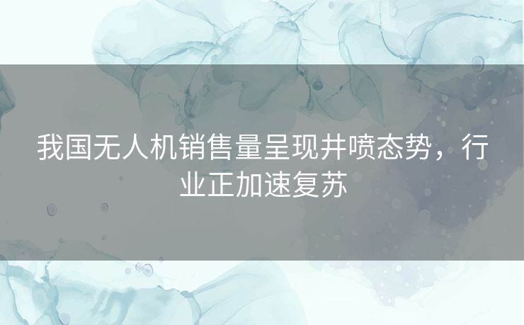 我国无人机销售量呈现井喷态势，行业正加速复苏