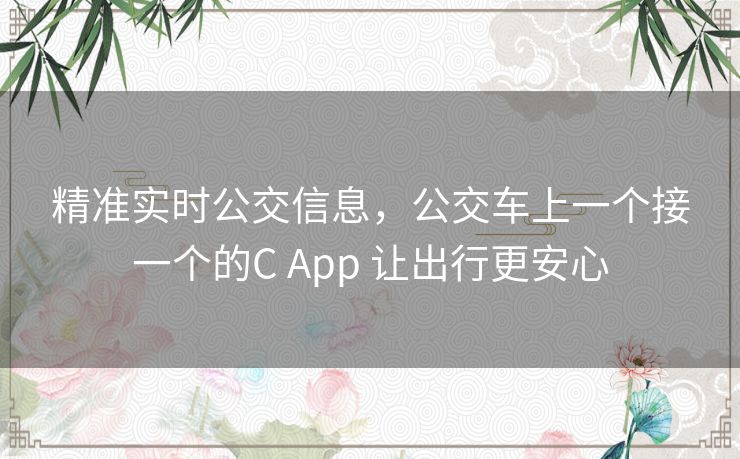 精准实时公交信息，公交车上一个接一个的C App 让出行更安心