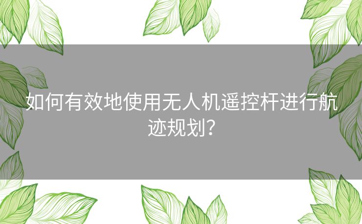 如何有效地使用无人机遥控杆进行航迹规划？