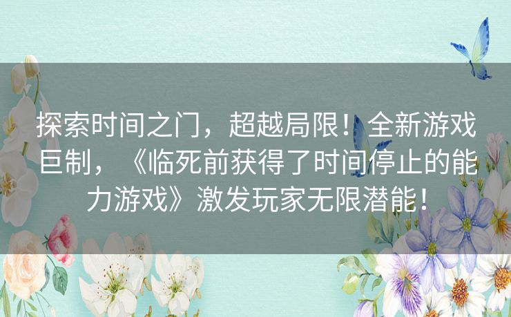 探索时间之门，超越局限！全新游戏巨制，《临死前获得了时间停止的能力游戏》激发玩家无限潜能！