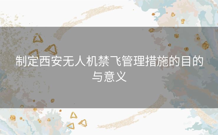 制定西安无人机禁飞管理措施的目的与意义