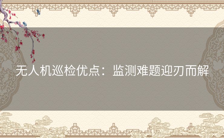 无人机巡检优点：监测难题迎刃而解