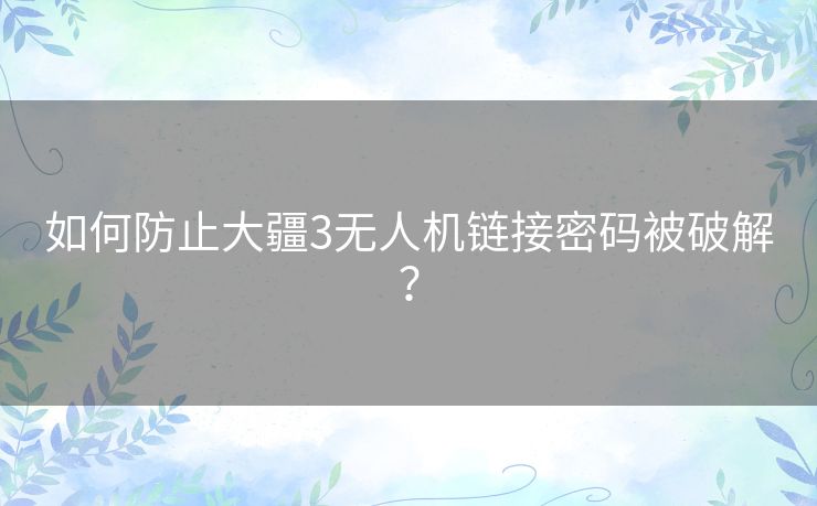 如何防止大疆3无人机链接密码被破解？