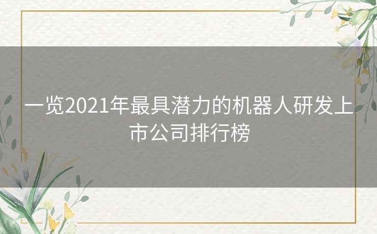 一览2021年最具潜力的机器人研发上市公司排行榜